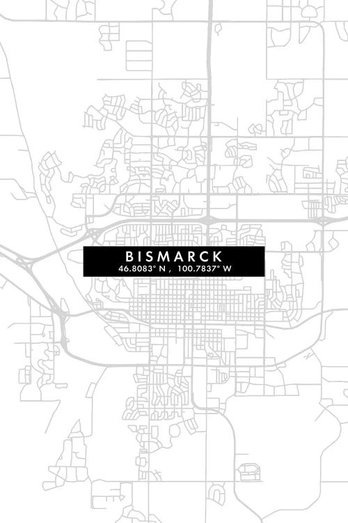 Bismarck, North Dakota Minimal Style by WallDecorAddict wall art