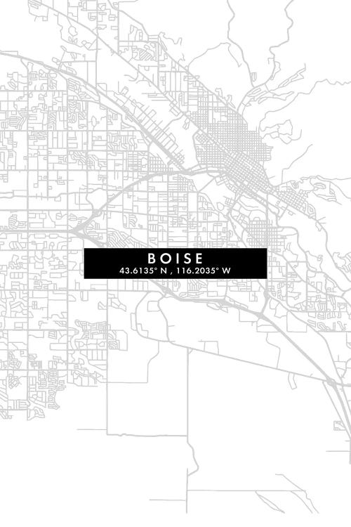 Boise, Idaho City Map Minimal Style by WallDecorAddict wall art