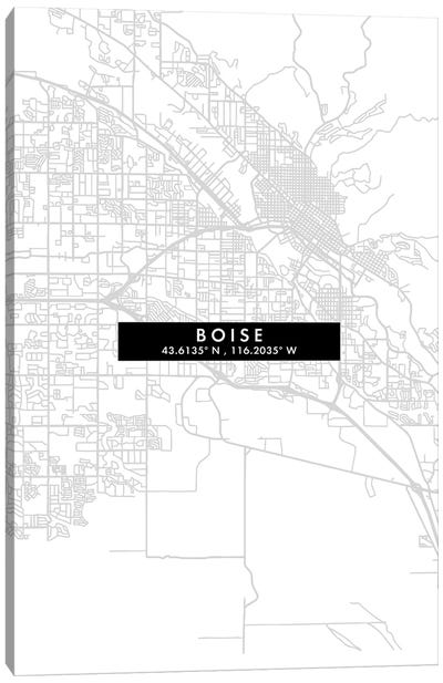 Boise, Idaho City Map Minimal Style Canvas Art Print - Idaho Art