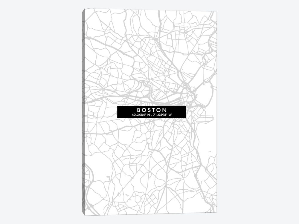 Boston, Massachusetts City Map Minimal Style by WallDecorAddict 1-piece Art Print