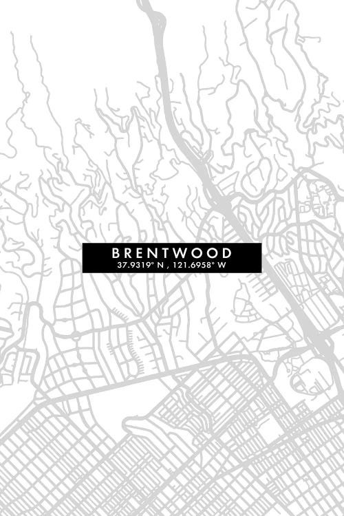 Brentwood, California City Map Minimal Style by WallDecorAddict wall art