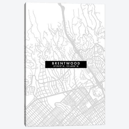 Brentwood, California City Map Minimal Style Canvas Print #WDA1605} by WallDecorAddict Canvas Print