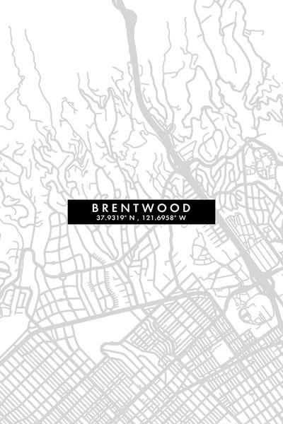 Brentwood, California City Map Minimal Style