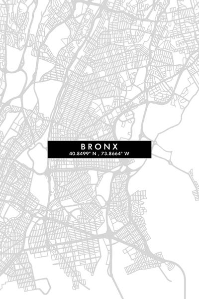 The Bronx: The Bronx, New York City Map Minimal Style by WallDecorAddict