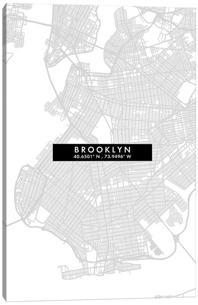 Brooklyn, New York City Map Minimal Style Canvas Art Print - New York City Map