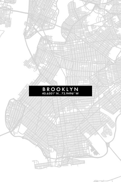 Brooklyn: Brooklyn, New York City Map Minimal Style by WallDecorAddict