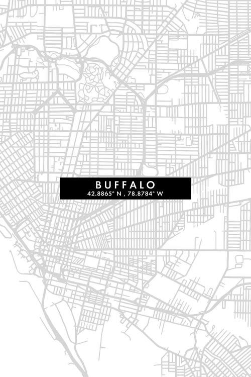 Buffalo, New York City Map Minimal Style