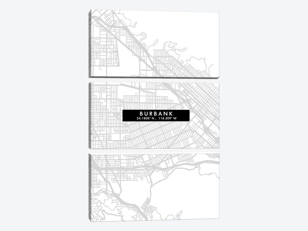 Burbank, California City Map Minimal Style by WallDecorAddict 3-piece Art Print