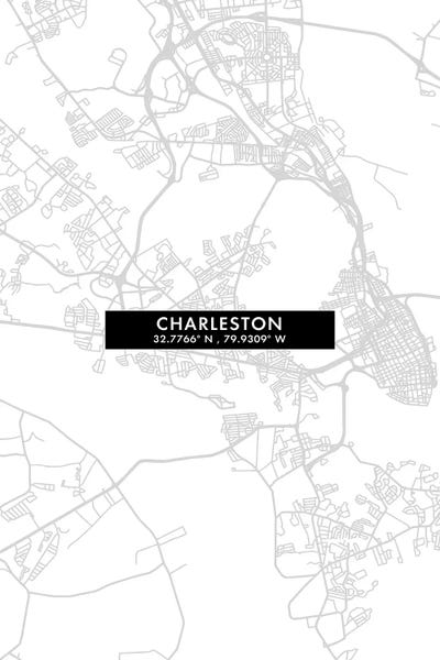 South Carolina: Charleston, South Carolina City Map Minimal Style by WallDecorAddict