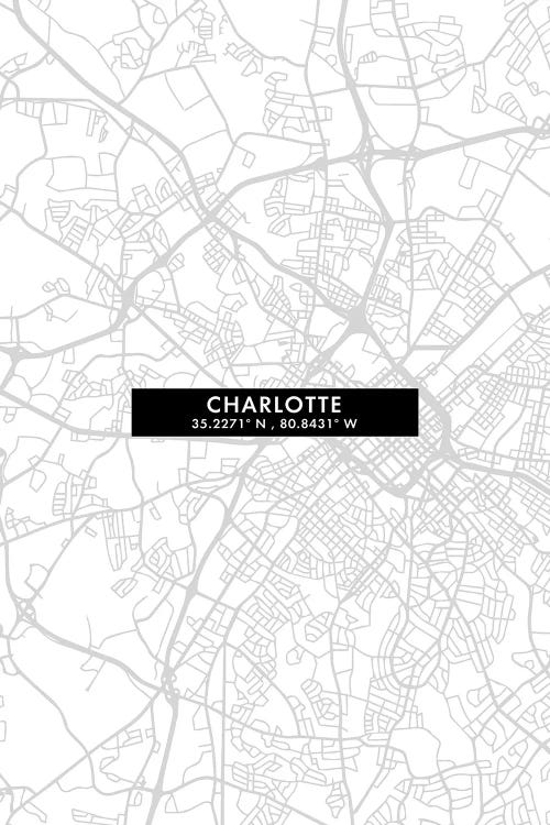 Charlotte, North Carolina City Map Minimal Style