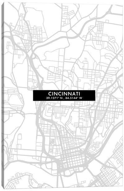 Cincinnati, City Map Minimal Style, Ohio Canvas Art Print - Ohio Art