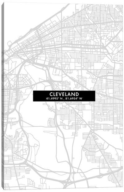 Cleveland, City Map Minimal Style, Ohio Canvas Art Print - Ohio Art