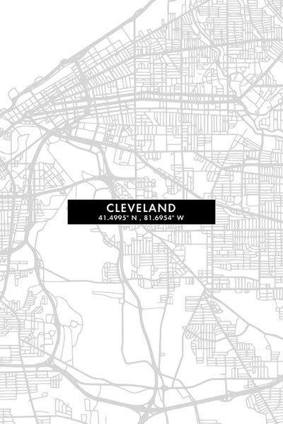 Ohio: Cleveland, City Map Minimal Style, Ohio by WallDecorAddict