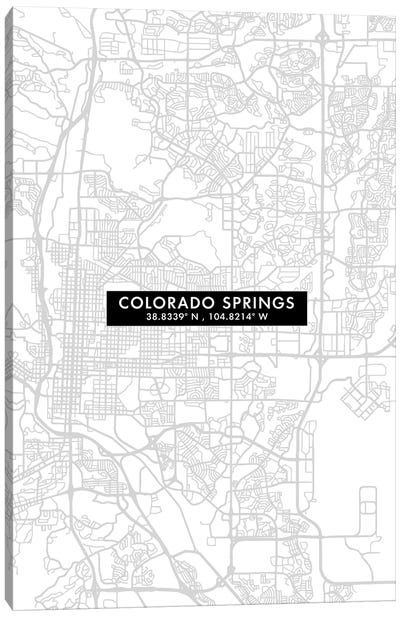 Colorado Springs, City Map Minimal Style Canvas Art Print