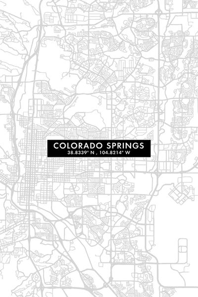 Colorado: Colorado Springs, City Map Minimal Style by WallDecorAddict