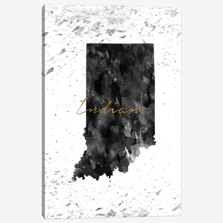 Indiana Black And White Gold Canvas Print #WDA161} by WallDecorAddict Canvas Art