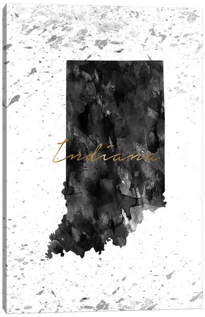 Indiana Black And White Gold Canvas Art Print - Indiana