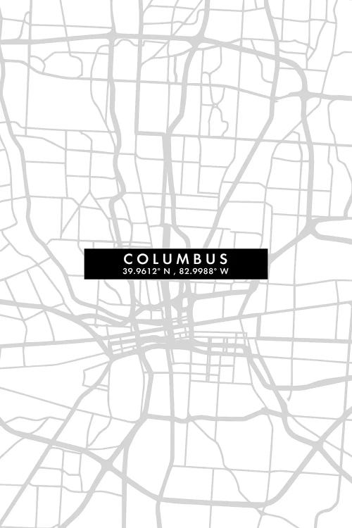 Columbus, City Map Minimal Style, Ohio