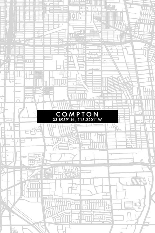 Compton, California, City Map Minimal Style