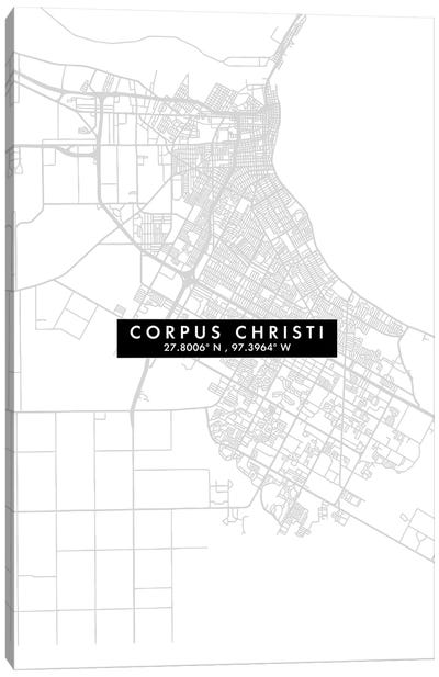 Corpus Christi, Texas, City Map Minimal Style Canvas Art Print