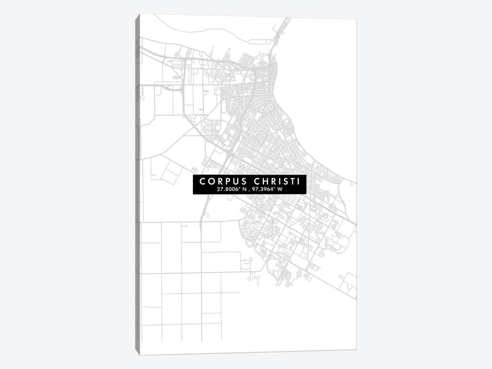 Corpus Christi, Texas, City Map Minimal Style by WallDecorAddict 1-piece Canvas Art Print