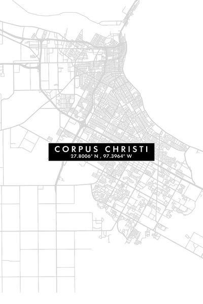 Corpus Christi: Corpus Christi, Texas, City Map Minimal Style by WallDecorAddict