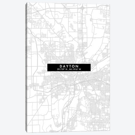 Dayton, Ohio, City Map Minimal Style Canvas Print #WDA1624} by WallDecorAddict Canvas Art Print
