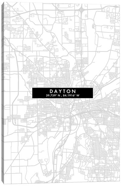 Dayton, Ohio, City Map Minimal Style Canvas Art Print - Ohio Art