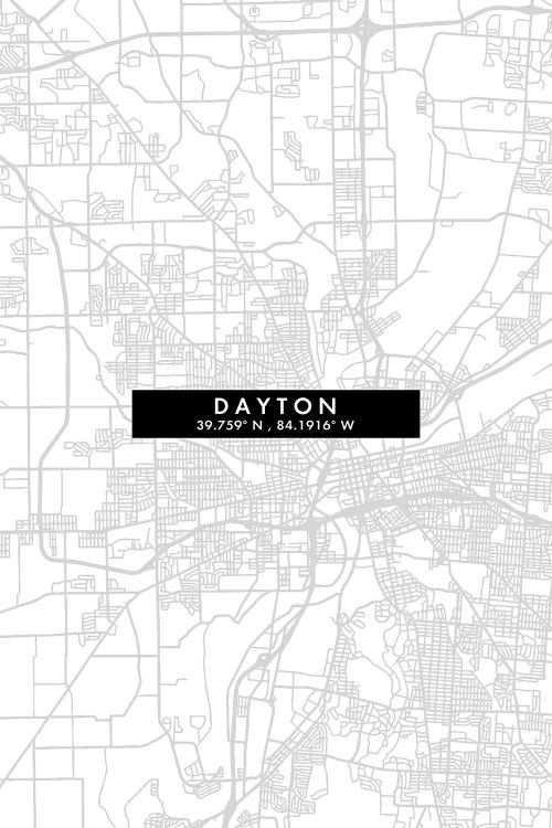 Dayton, Ohio, City Map Minimal Style by WallDecorAddict wall art