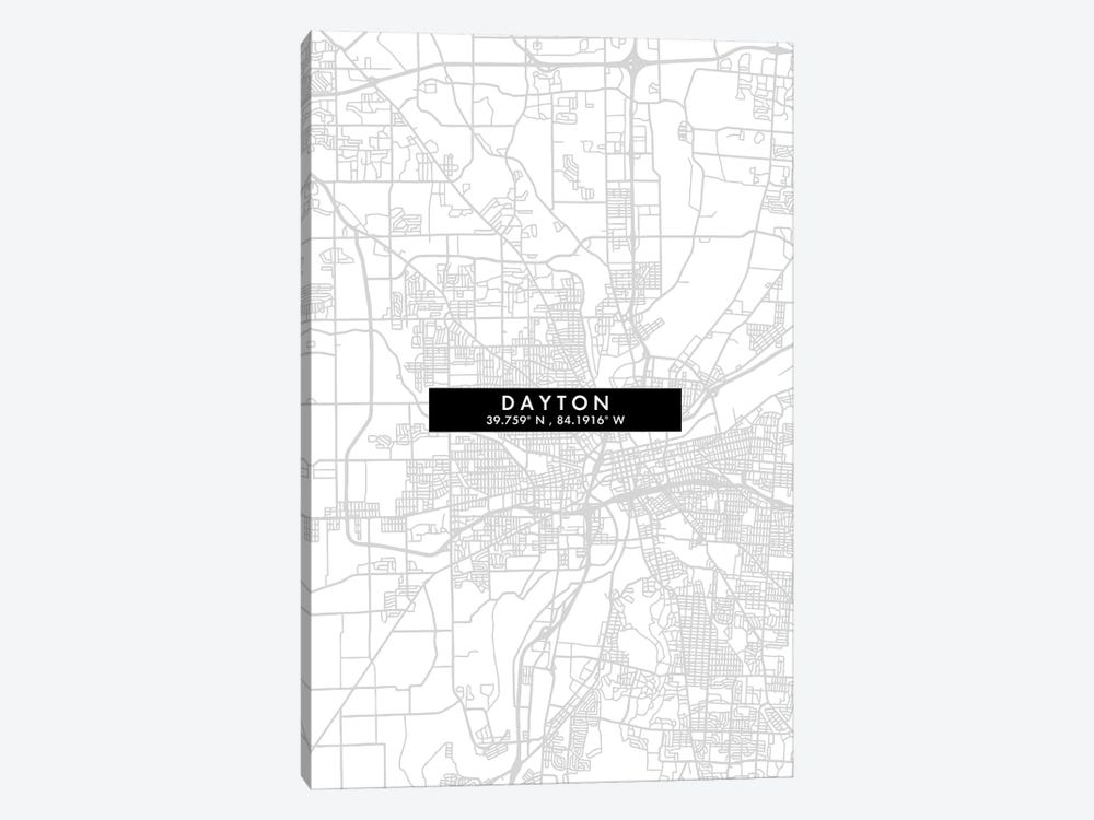 Dayton, Ohio, City Map Minimal Style by WallDecorAddict 1-piece Canvas Wall Art