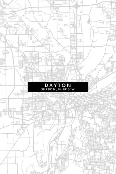 Dayton: Dayton, Ohio, City Map Minimal Style by WallDecorAddict
