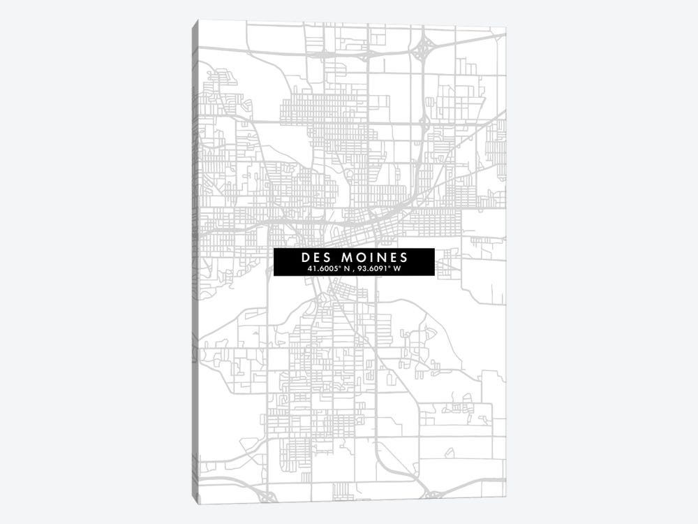 Des Moines, Iowa, City Map Minimal Style by WallDecorAddict 1-piece Art Print