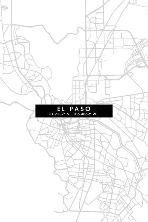 El Paso, Texas, City Map Minimal Style