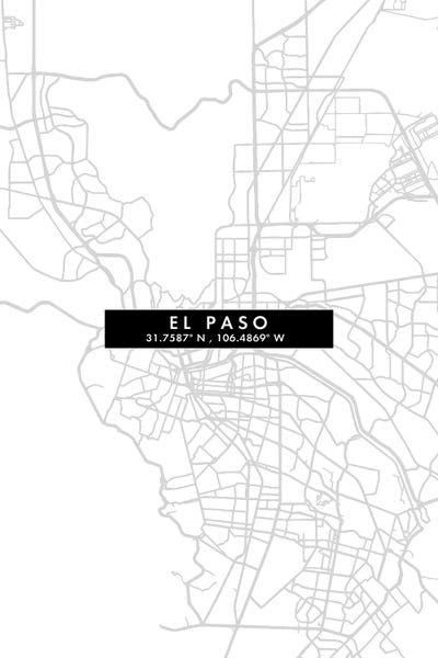 El Paso: El Paso, Texas, City Map Minimal Style by WallDecorAddict