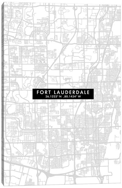 Fort Lauderdale, Florida, City Map Minimal Style Canvas Art Print