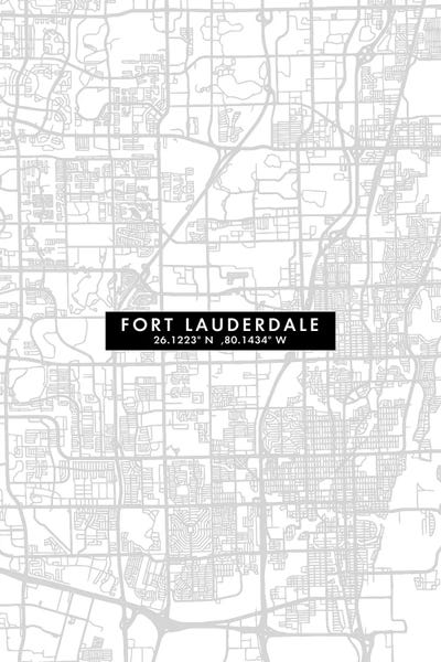 Fort Lauderdale: Fort Lauderdale, Florida, City Map Minimal Style by WallDecorAddict