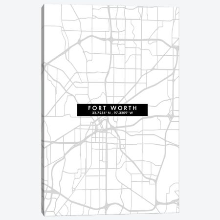 Fort Worth, Texas, City Map Minimal Style Canvas Print #WDA1630} by WallDecorAddict Canvas Print