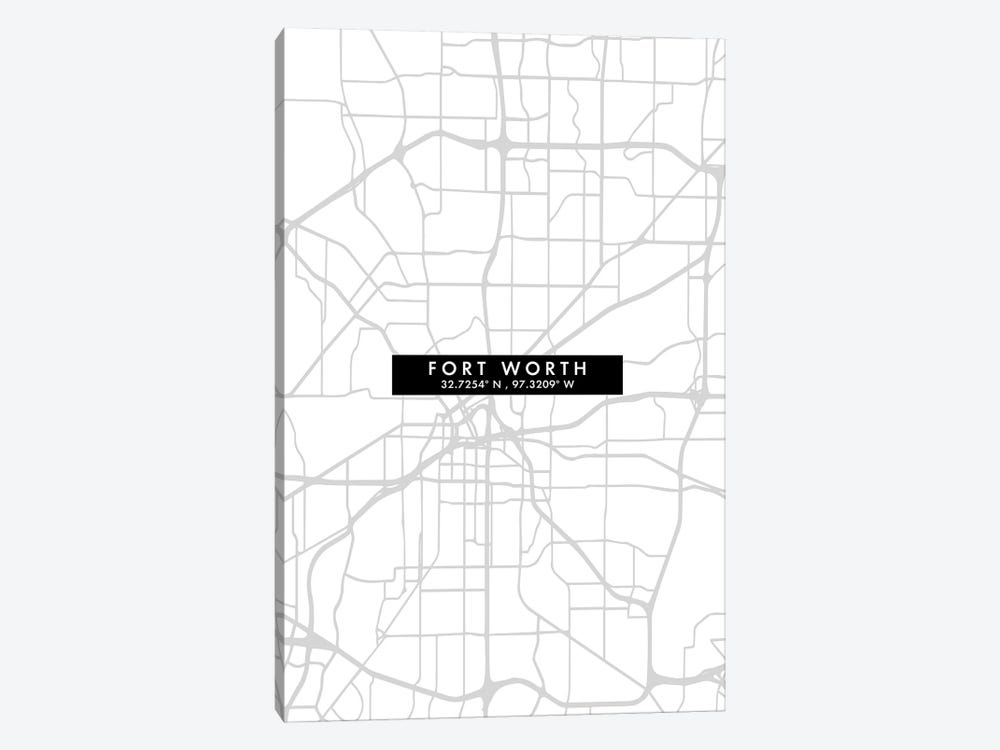 Fort Worth, Texas, City Map Minimal Style by WallDecorAddict 1-piece Art Print