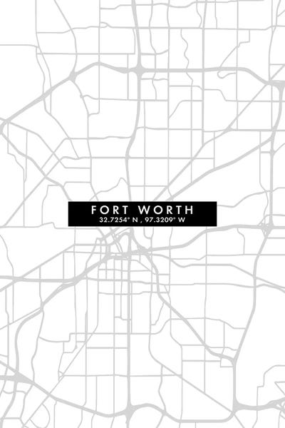 Fort Worth: Fort Worth, Texas, City Map Minimal Style by WallDecorAddict
