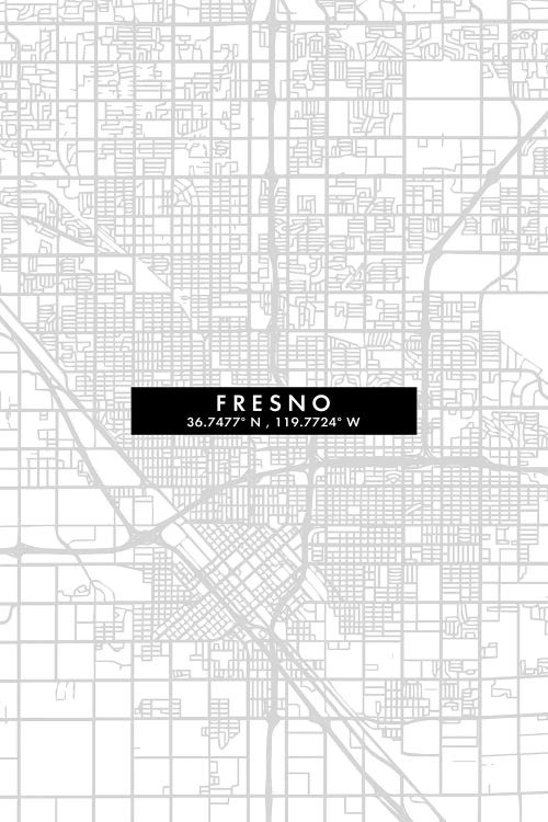 Fresno, California, City Map Minimal Style