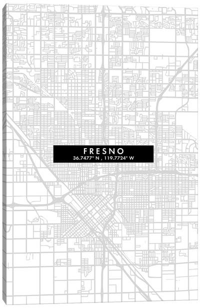 Fresno, California, City Map Minimal Style Canvas Art Print