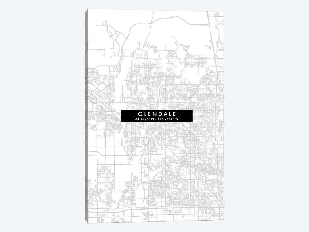 Glendale, California, City Map Minimal Style by WallDecorAddict 1-piece Canvas Print