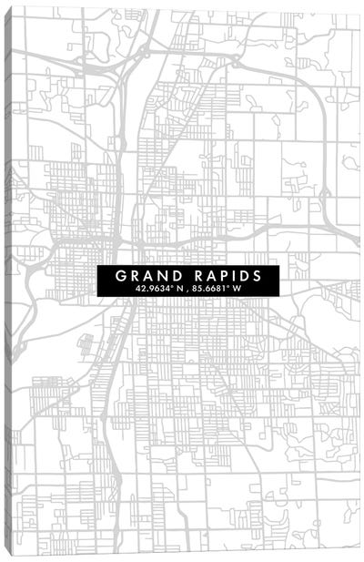 Grand Rapids, Michigan, City Map Minimal Style Canvas Art Print - Michigan Art