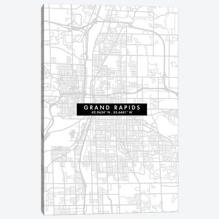 Grand Rapids, Michigan, City Map Minimal Style Canvas Print #WDA1633} by WallDecorAddict Canvas Print
