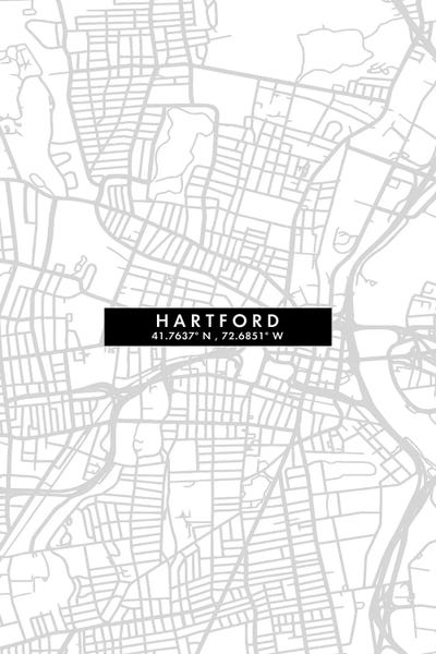 Connecticut: Hartford City Map Minimal Style by WallDecorAddict