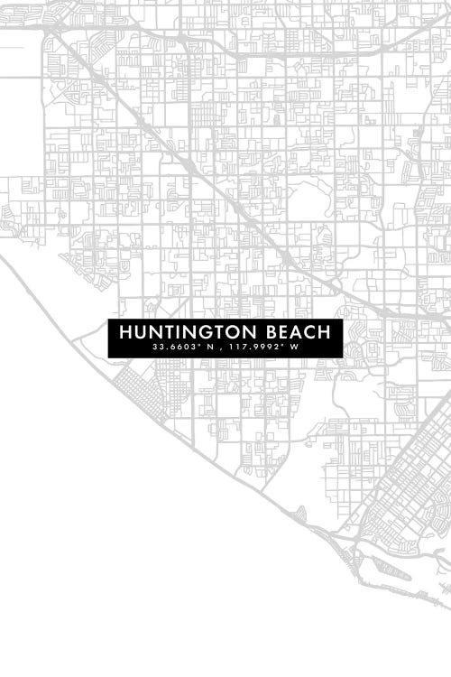 Huntington Beach, California, City Map Minimal Style