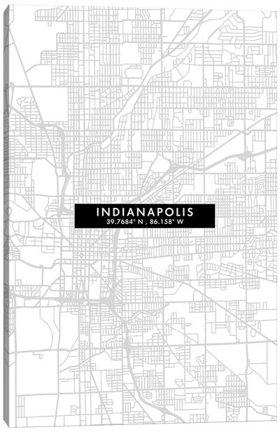 Indianapolis City Map Minimal Style Canvas Art Print - Indianapolis Art