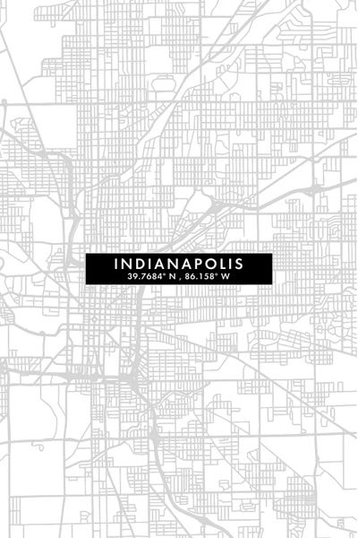 Indiana: Indianapolis City Map Minimal Style by WallDecorAddict