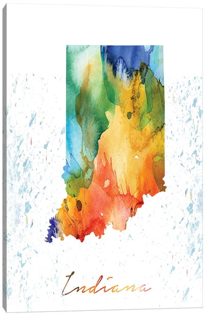 Indiana State Colorful Canvas Art Print - Indiana Art