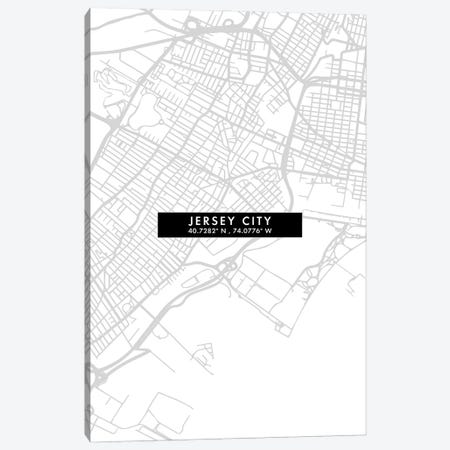 Jersey City, New Jersey, City Map Minimal Style Canvas Print #WDA1645} by WallDecorAddict Art Print
